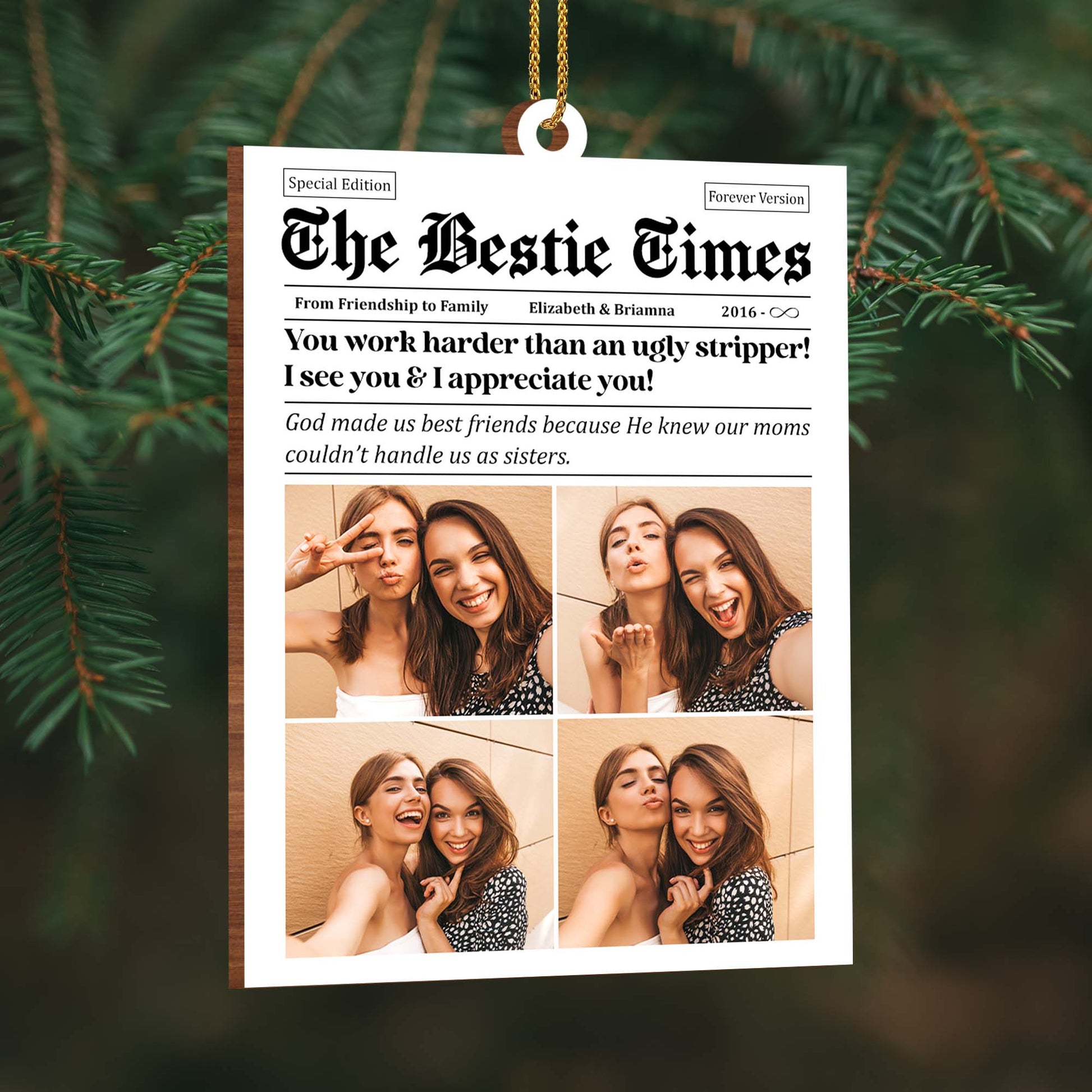 Friendship to Family Best Friends Sisters Custom Ornament