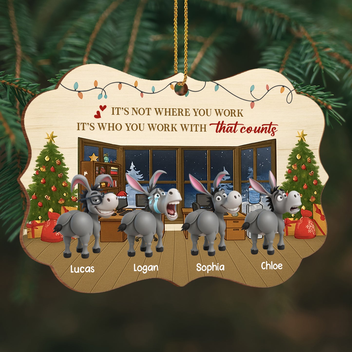 It's Not Where You Work It's Who You Work With Christmas Office Ornament