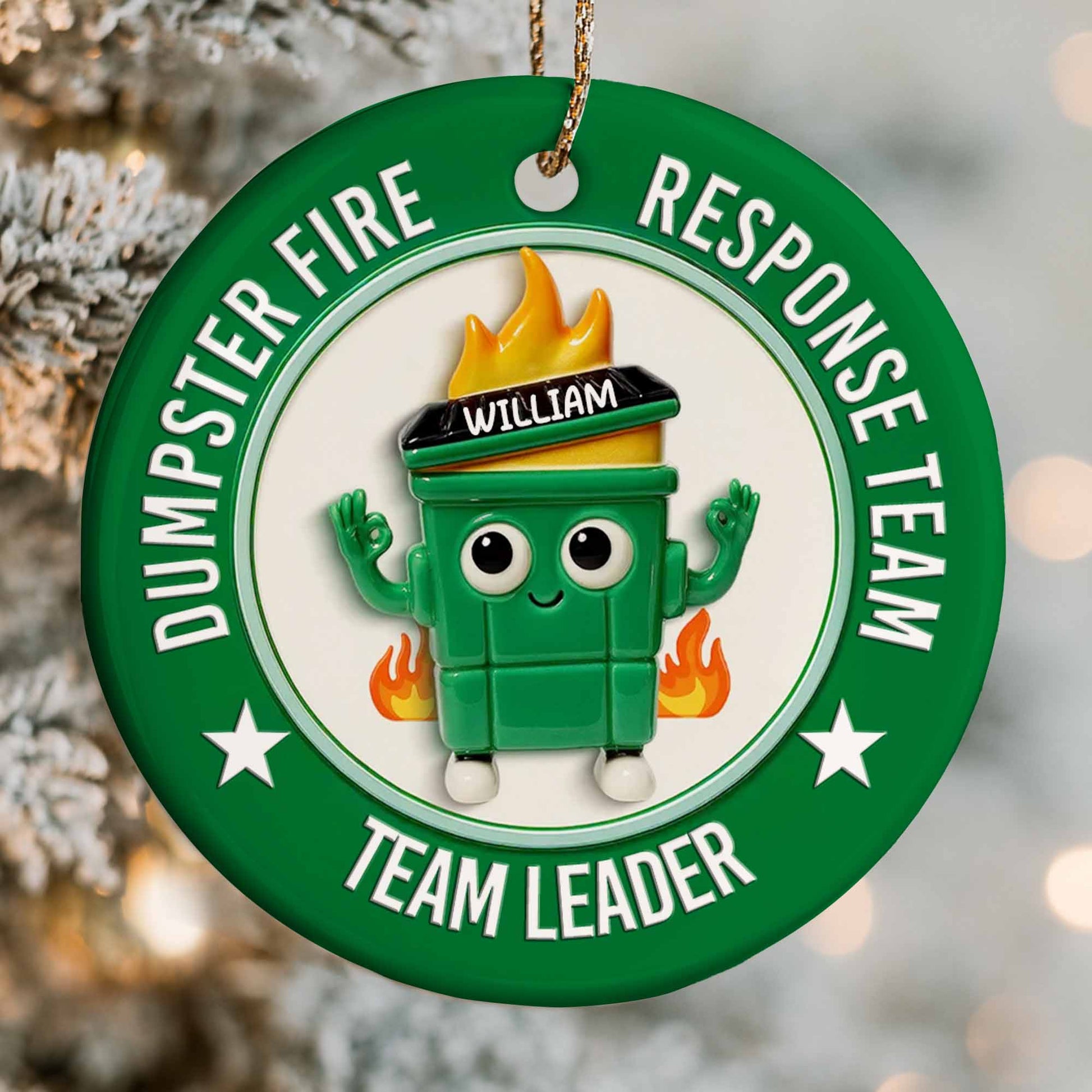 Dumpster Fire Response Team Team Leader Ornament
