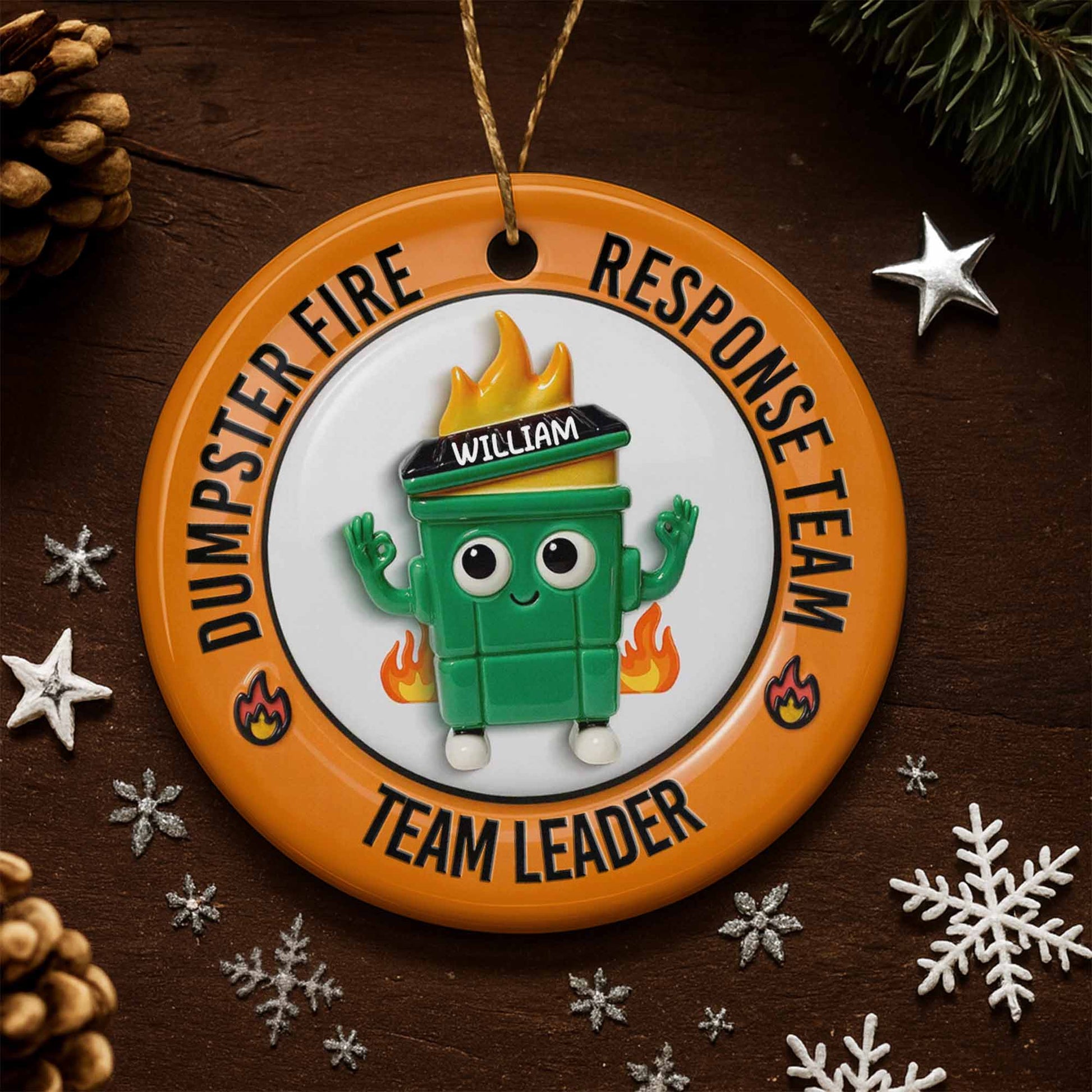 Dumpster Fire Response Team Team Leader Ornament