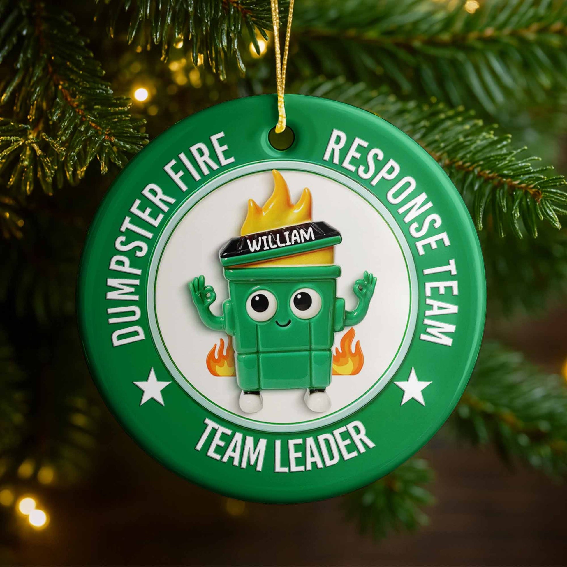 Dumpster Fire Response Team Team Leader Ornament