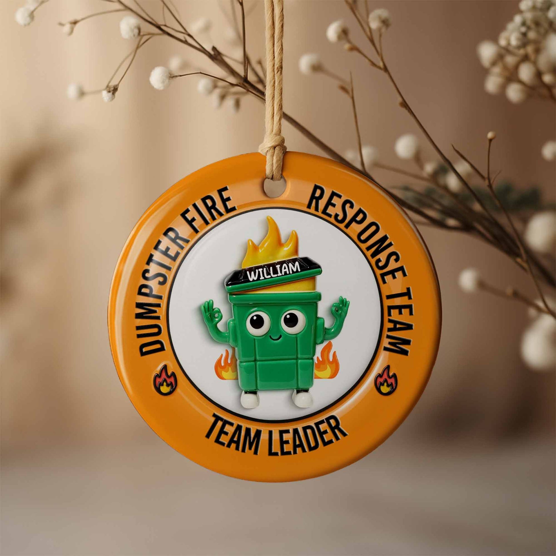 Dumpster Fire Response Team Team Leader Ornament