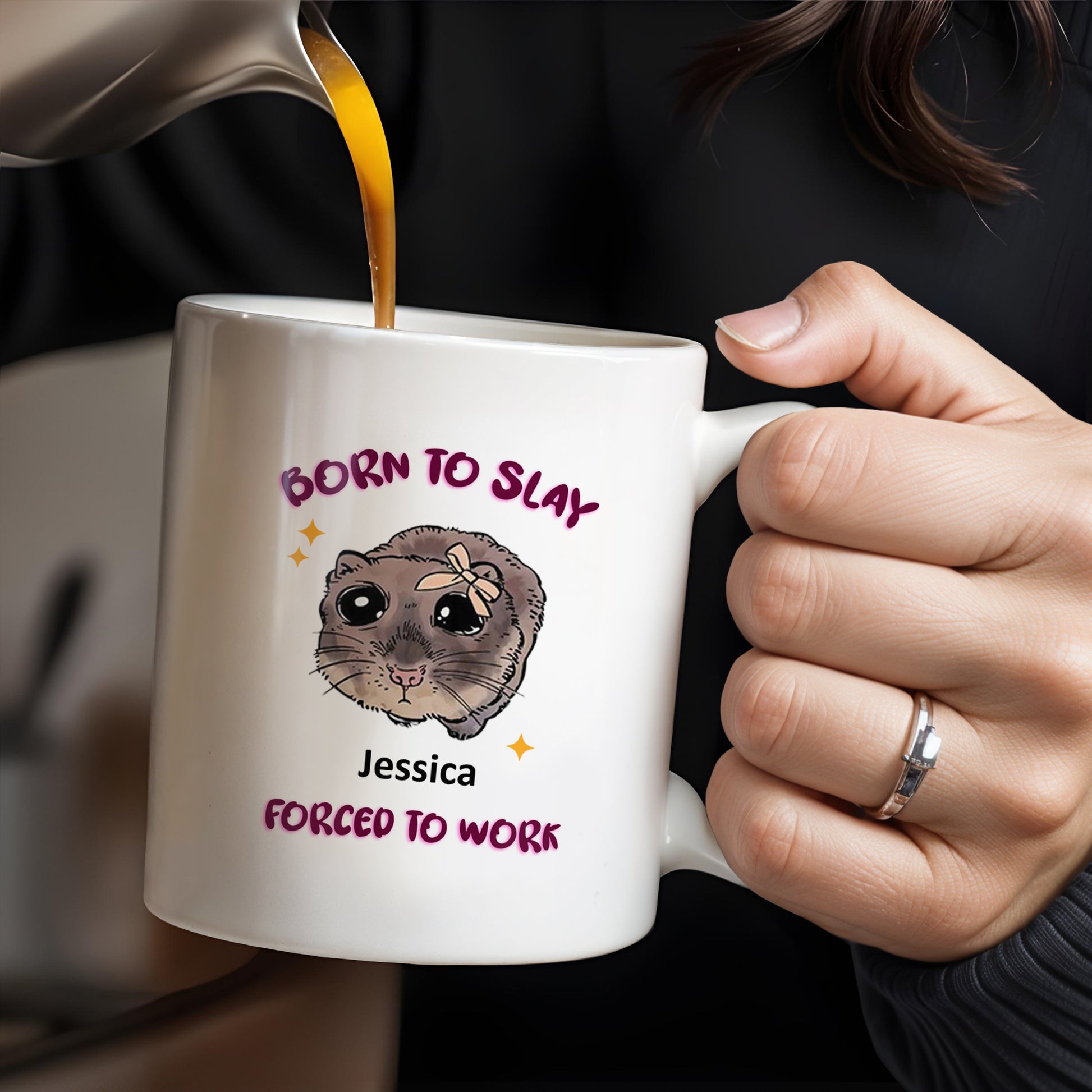 Born To Slay Forced To Work With Cute Hamster Design