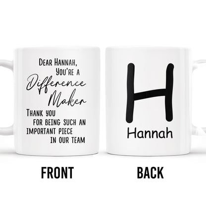 Difference Maker Appreciation Mug With Monogram