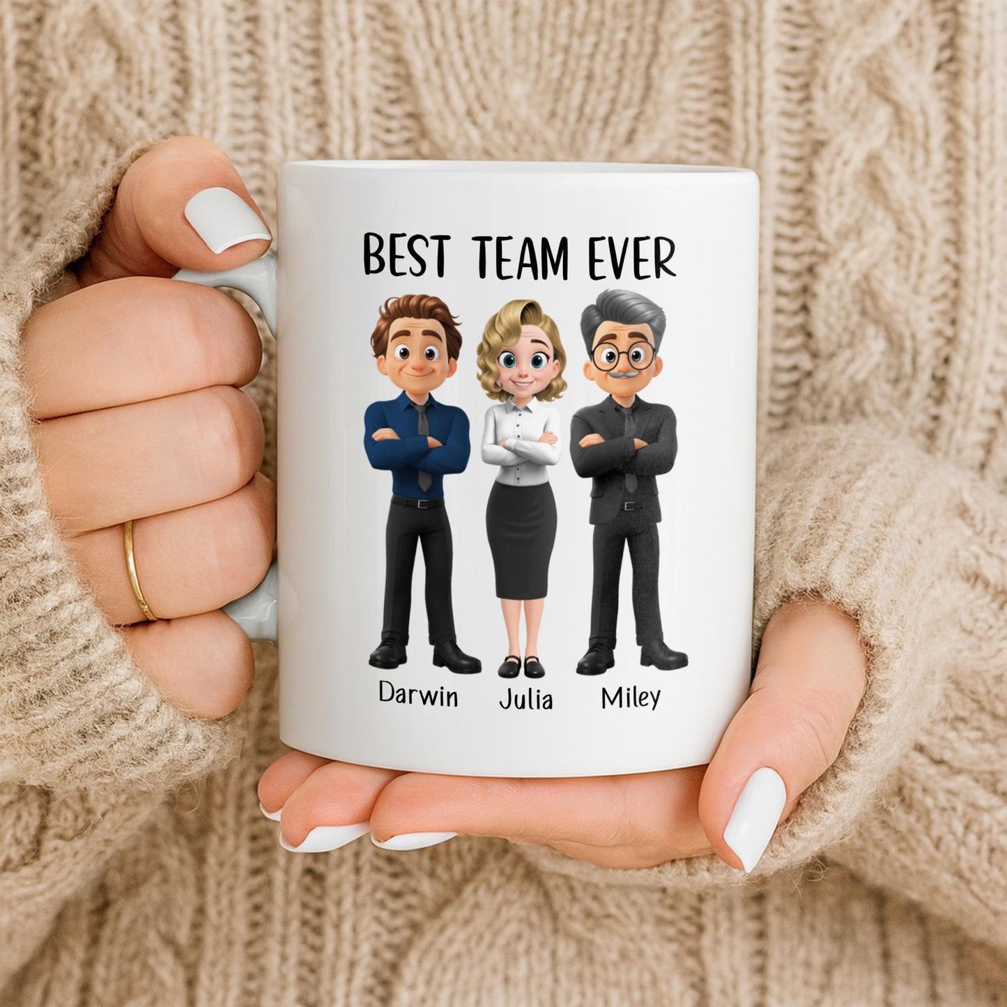 Best Team Ever Cartoon People Design - Personalized Custom Coffee Mug - COL127_MG