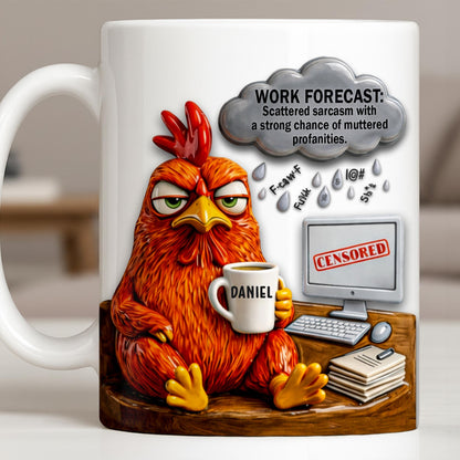 Work Forecast Scattered Sarcasm Grumpy Chicken At Desk