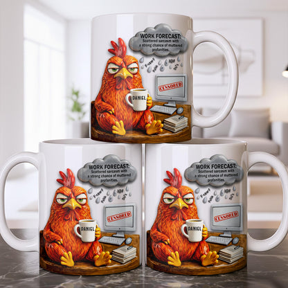 Work Forecast Scattered Sarcasm Grumpy Chicken At Desk