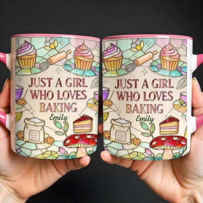 Just A Girl Who Loves Baking Stained Glass Style Cupcake And Whisk