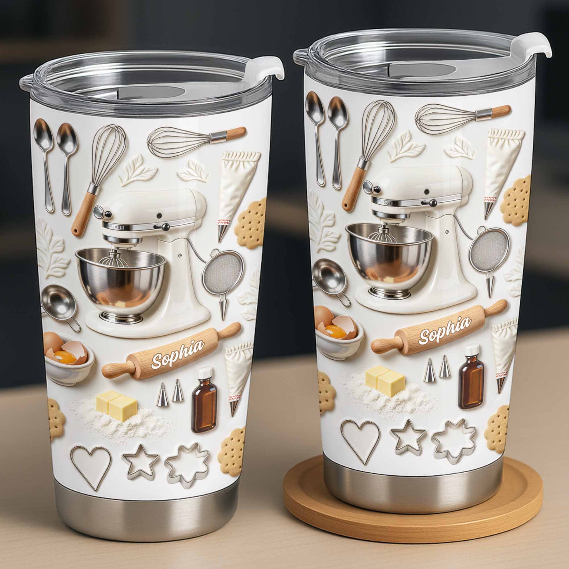 Personalized Baking-Themed Tumbler With Custom Name