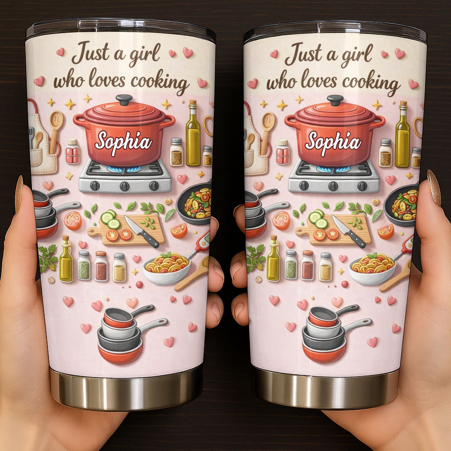 Just A Girl Who Loves Cooking With Pot And Kitchen Utensils