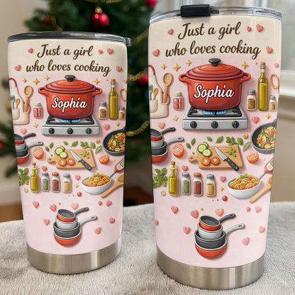 Just A Girl Who Loves Cooking With Pot And Kitchen Utensils