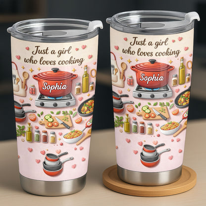 Just A Girl Who Loves Cooking With Pot And Kitchen Utensils