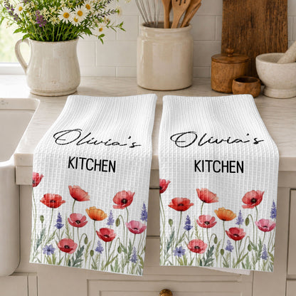 My Kitchen Personalized With Birth Month Flowers - Personalized Kitchen Towel - COOK058_TOWL