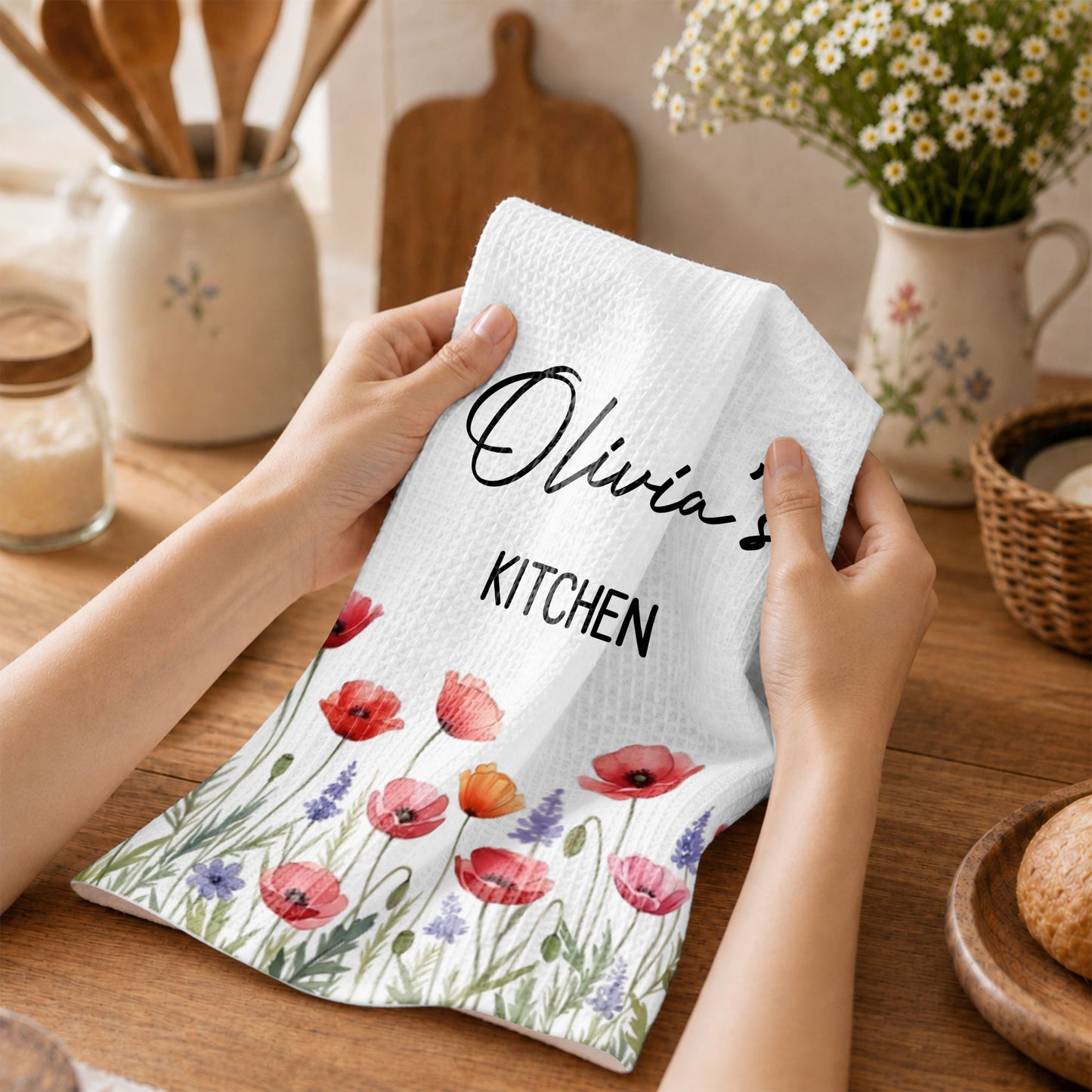 My Kitchen Personalized With Birth Month Flowers - Personalized Kitchen Towel - COOK058_TOWL