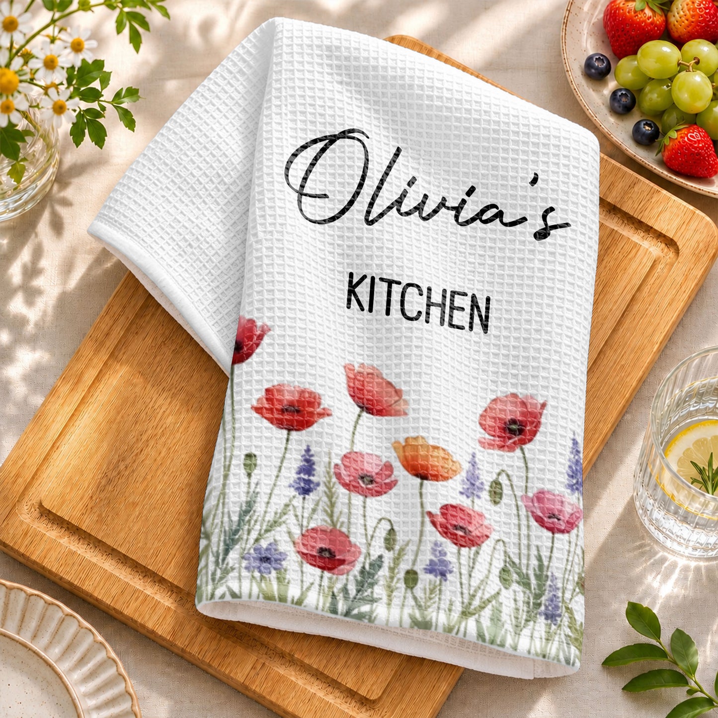 My Kitchen Personalized With Birth Month Flowers - Personalized Kitchen Towel - COOK058_TOWL