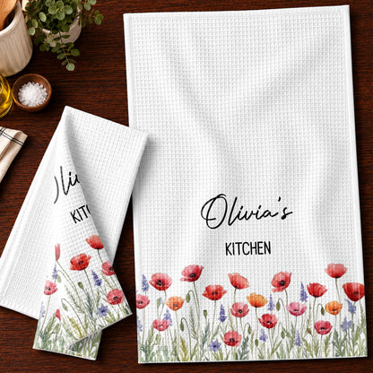 My Kitchen Personalized With Birth Month Flowers - Personalized Kitchen Towel - COOK058_TOWL