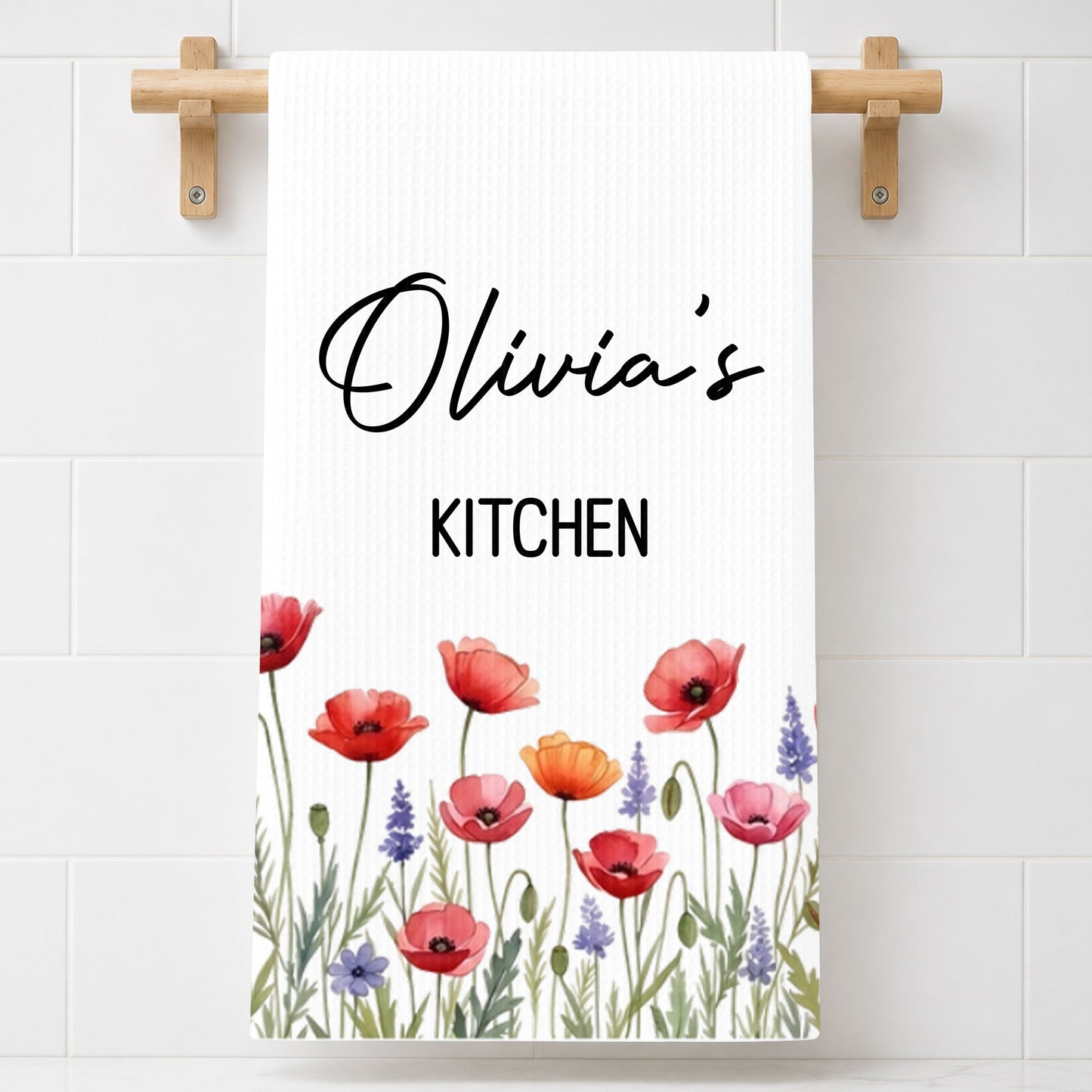 My Kitchen Personalized With Birth Month Flowers - Personalized Kitchen Towel - COOK058_TOWL