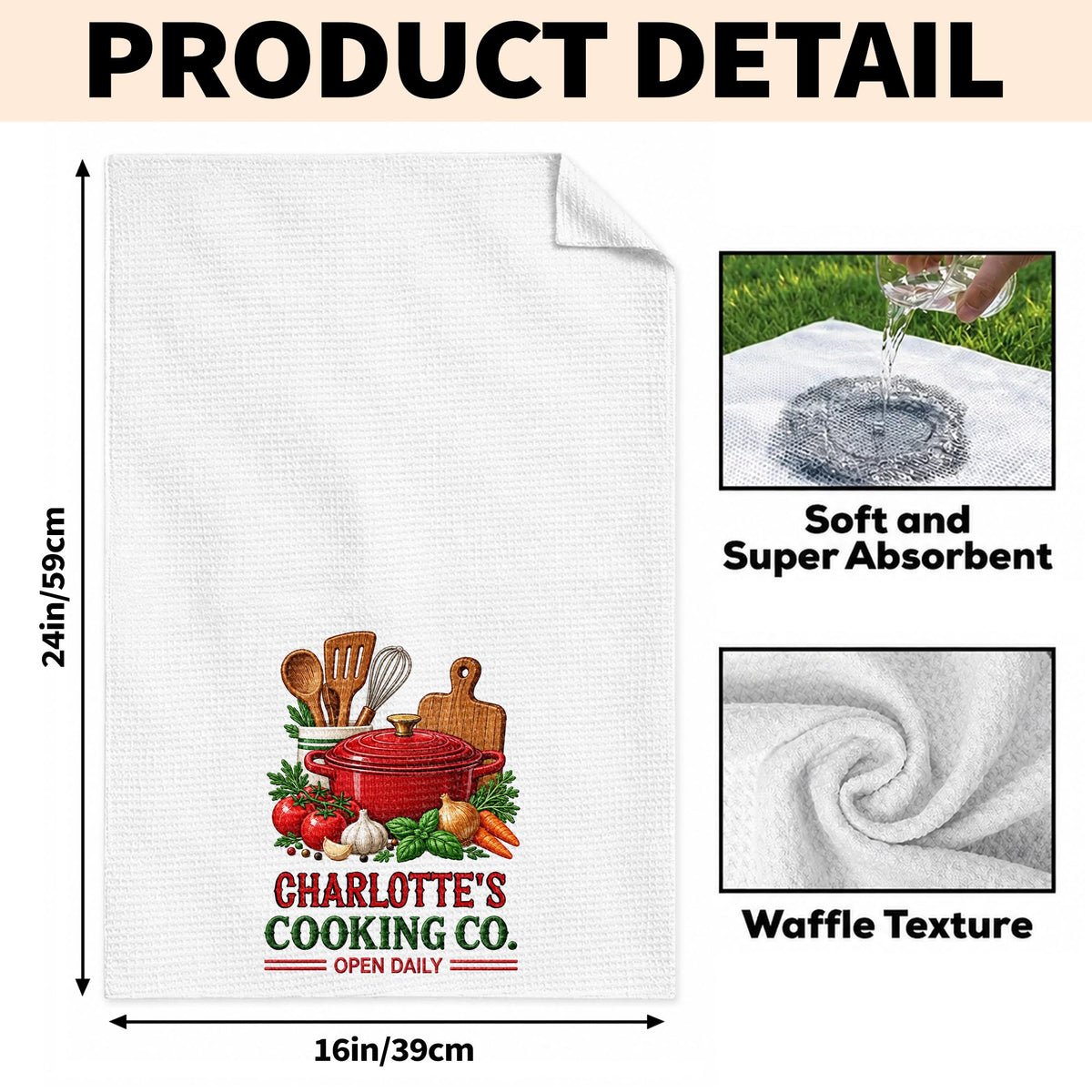 Cooking Co Open Daily Red Pot And Fresh Vegetables - Personalized Kitchen Towel - COOK084_TOWL