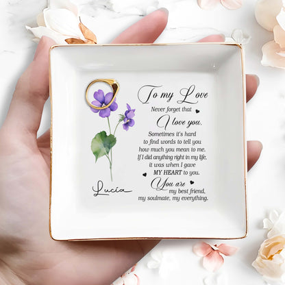 N'oublie jamais que je t'aime. Parfois, c'est difficile - Coupelle à bijoux personnalisée - CP004_SCRD