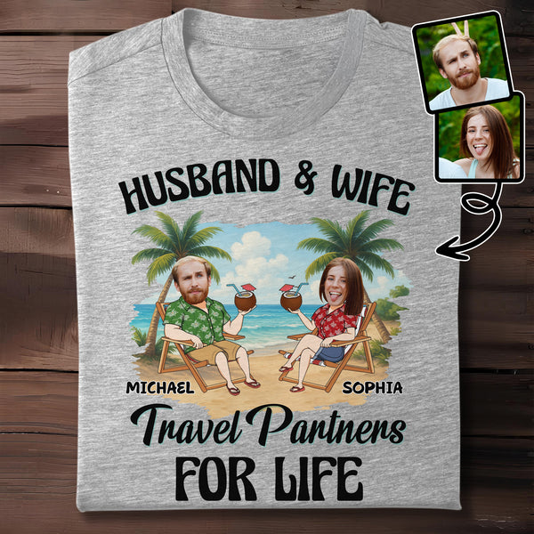 Husband & Wife, Travel Partners For Life, Palm Trees And Beach