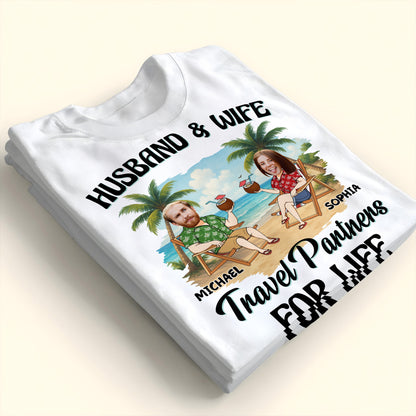 Husband & Wife, Travel Partners For Life, Palm Trees And Beach