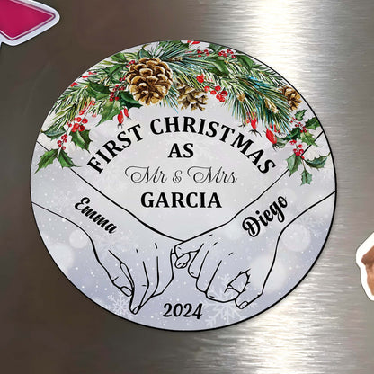 First Christmas As Mr & Mrs Custom Magnet - Personalized Custom Fridge Magnet - CPL025_MAGN