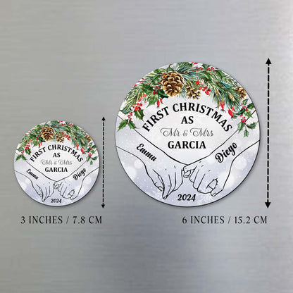 First Christmas As Mr & Mrs Custom Magnet - Personalized Custom Fridge Magnet - CPL025_MAGN