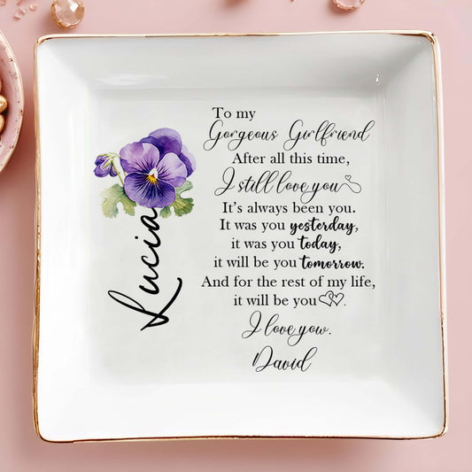 To My Gorgeous Girlfriend Eternal Love Pansy Flower Dish