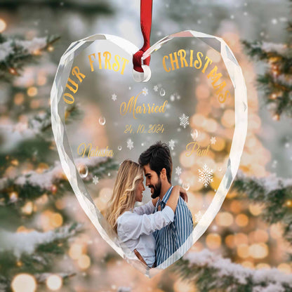 Our First Christmas Married Heart Ornament