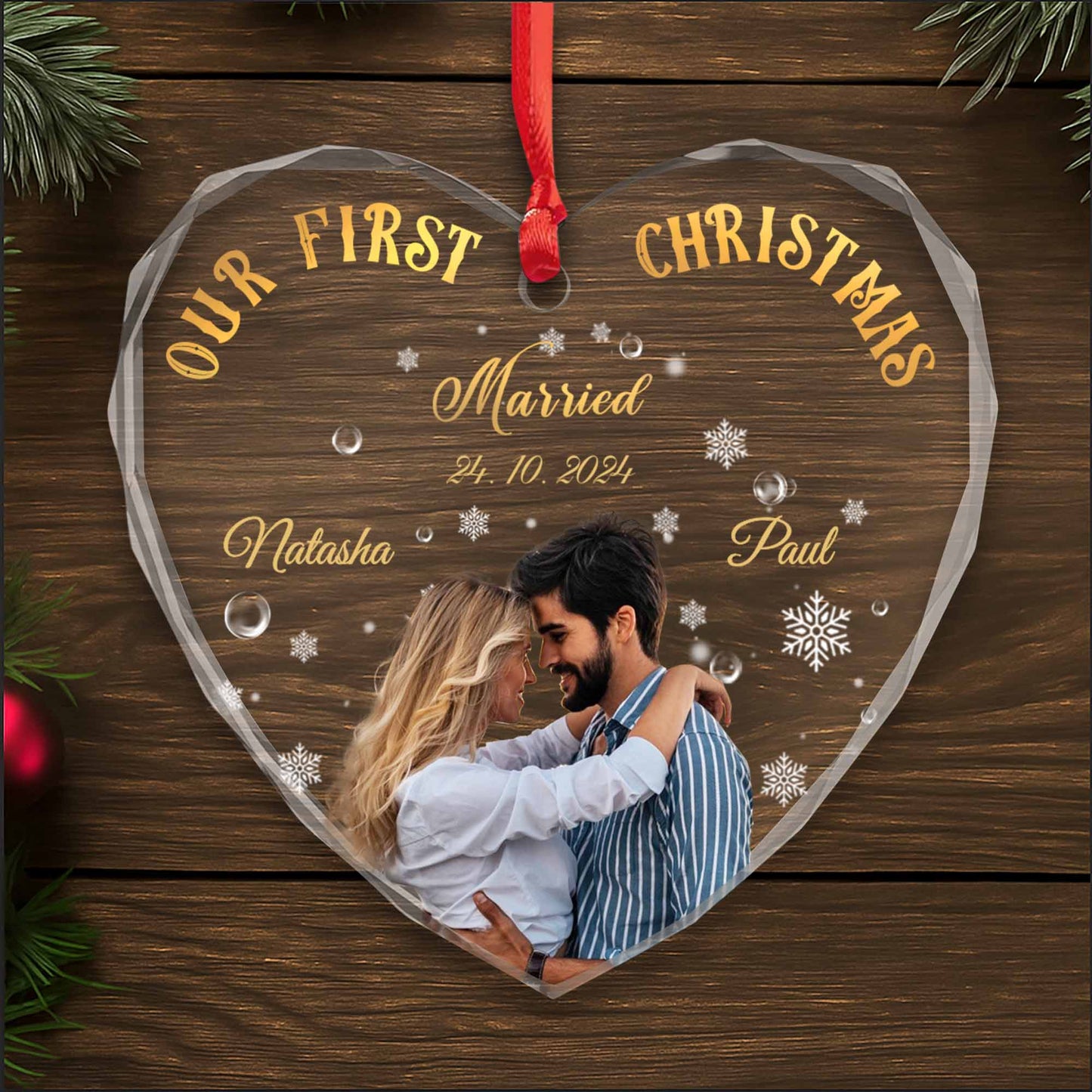 Our First Christmas Married Heart Ornament