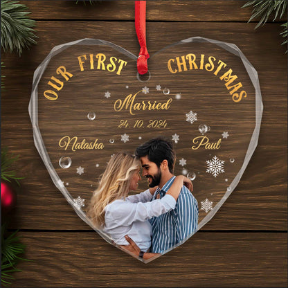Our First Christmas Married Heart Ornament