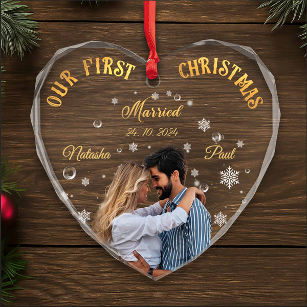 Our First Christmas Married Heart Ornament