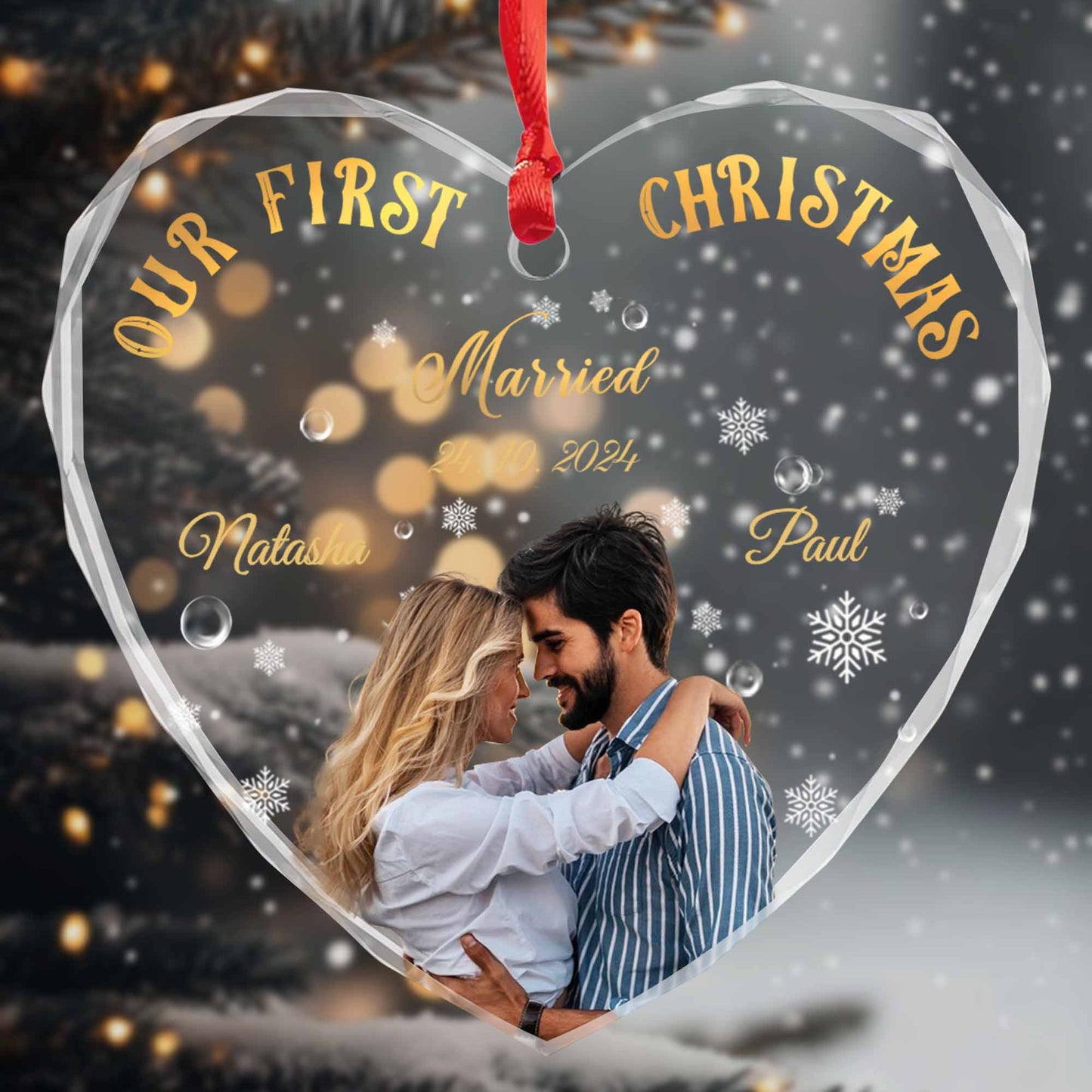 Our First Christmas Married Heart Ornament