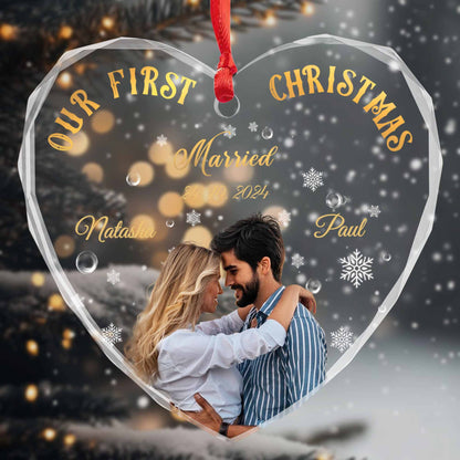 Our First Christmas Married Heart Ornament