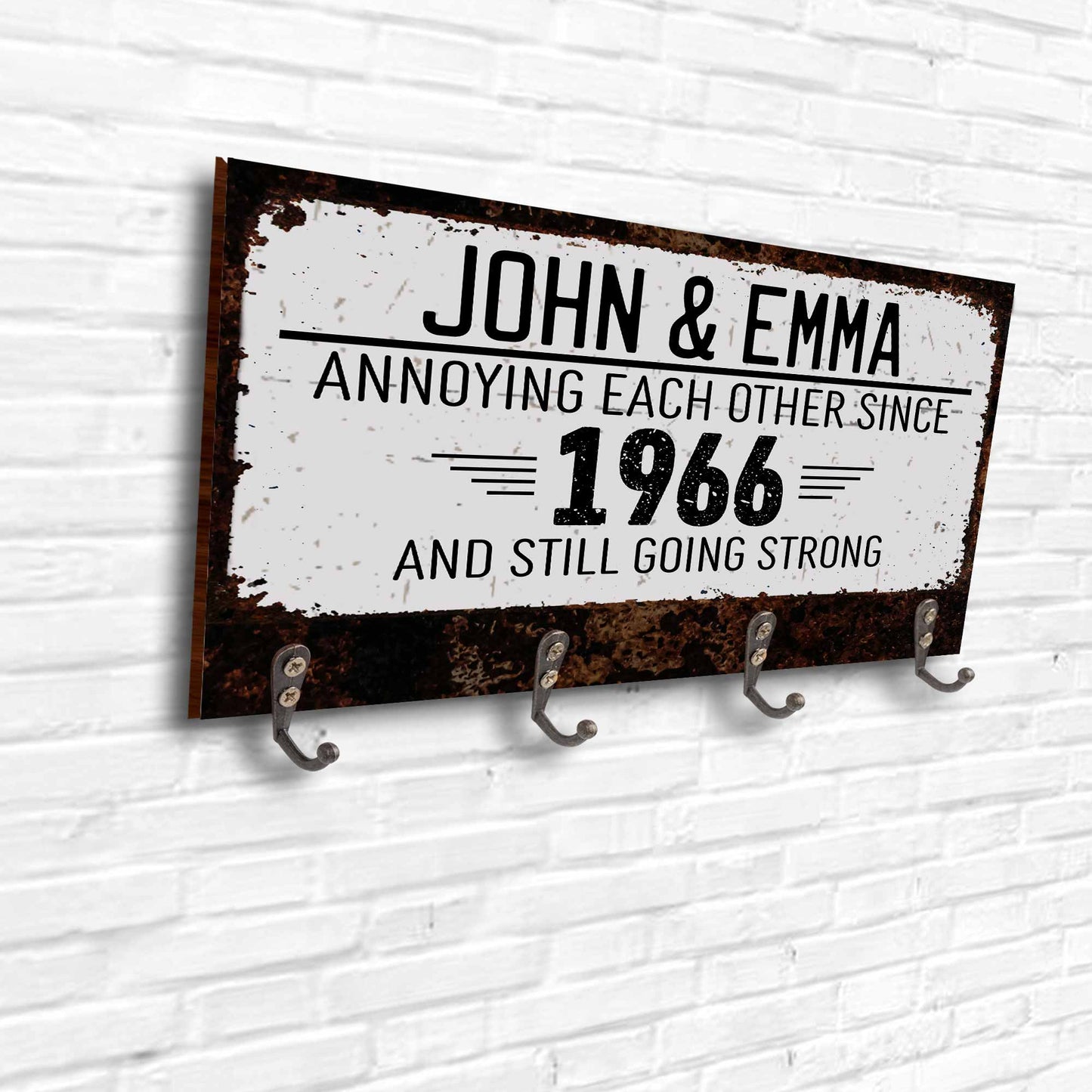 Annoying Each Other Since And Still Going Strong, Rusty Texture - Personalized Key Holder - CPL050_KHO