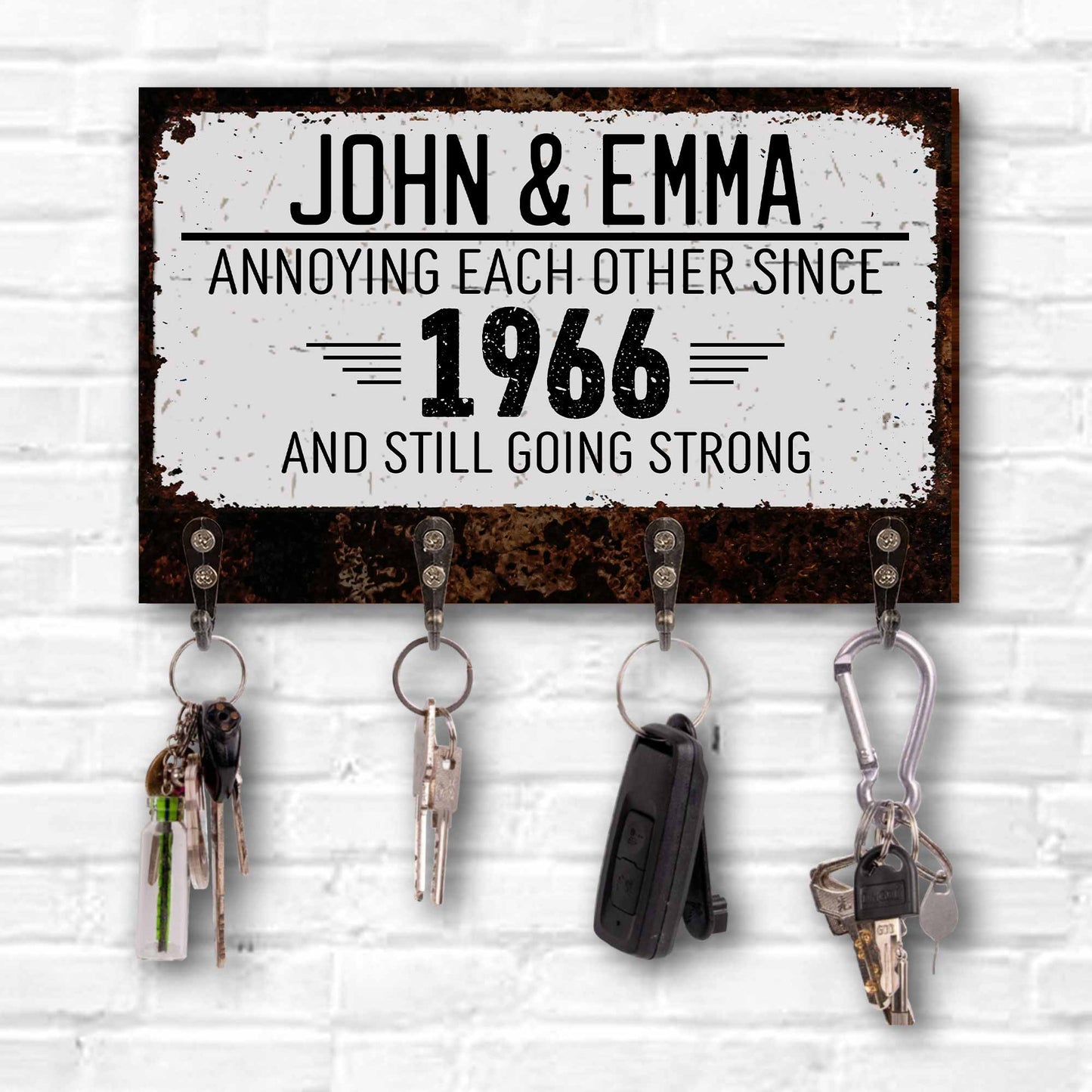 Annoying Each Other Since And Still Going Strong, Rusty Texture - Personalized Key Holder - CPL050_KHO