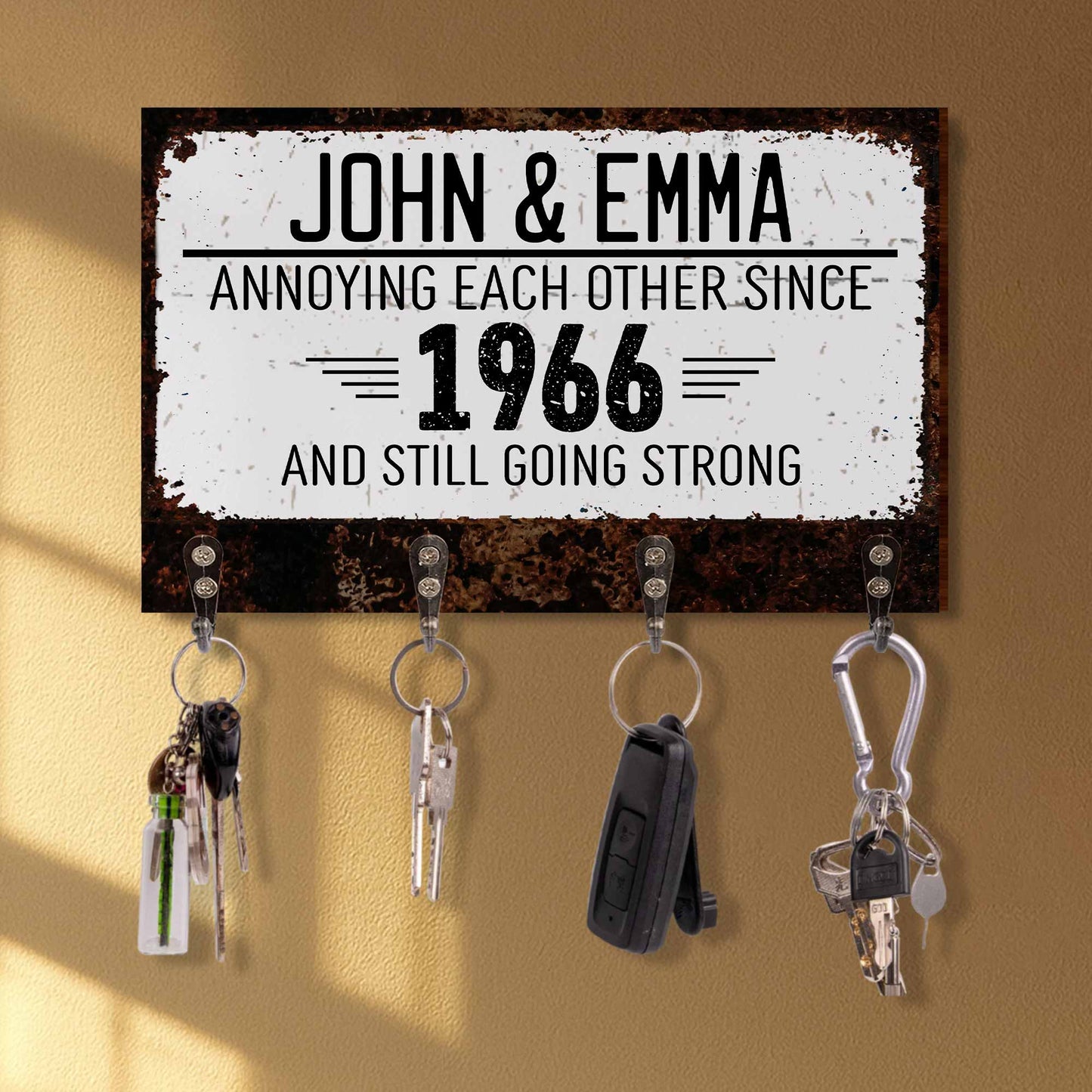 Annoying Each Other Since And Still Going Strong, Rusty Texture - Personalized Key Holder - CPL050_KHO