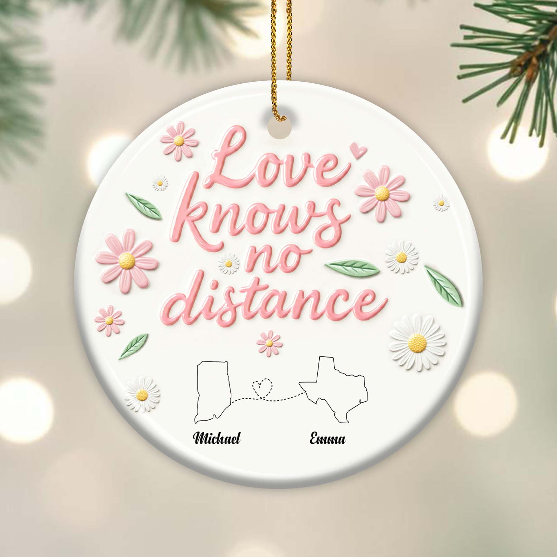 Love Knows No Distance With State Silhouettes And Heart