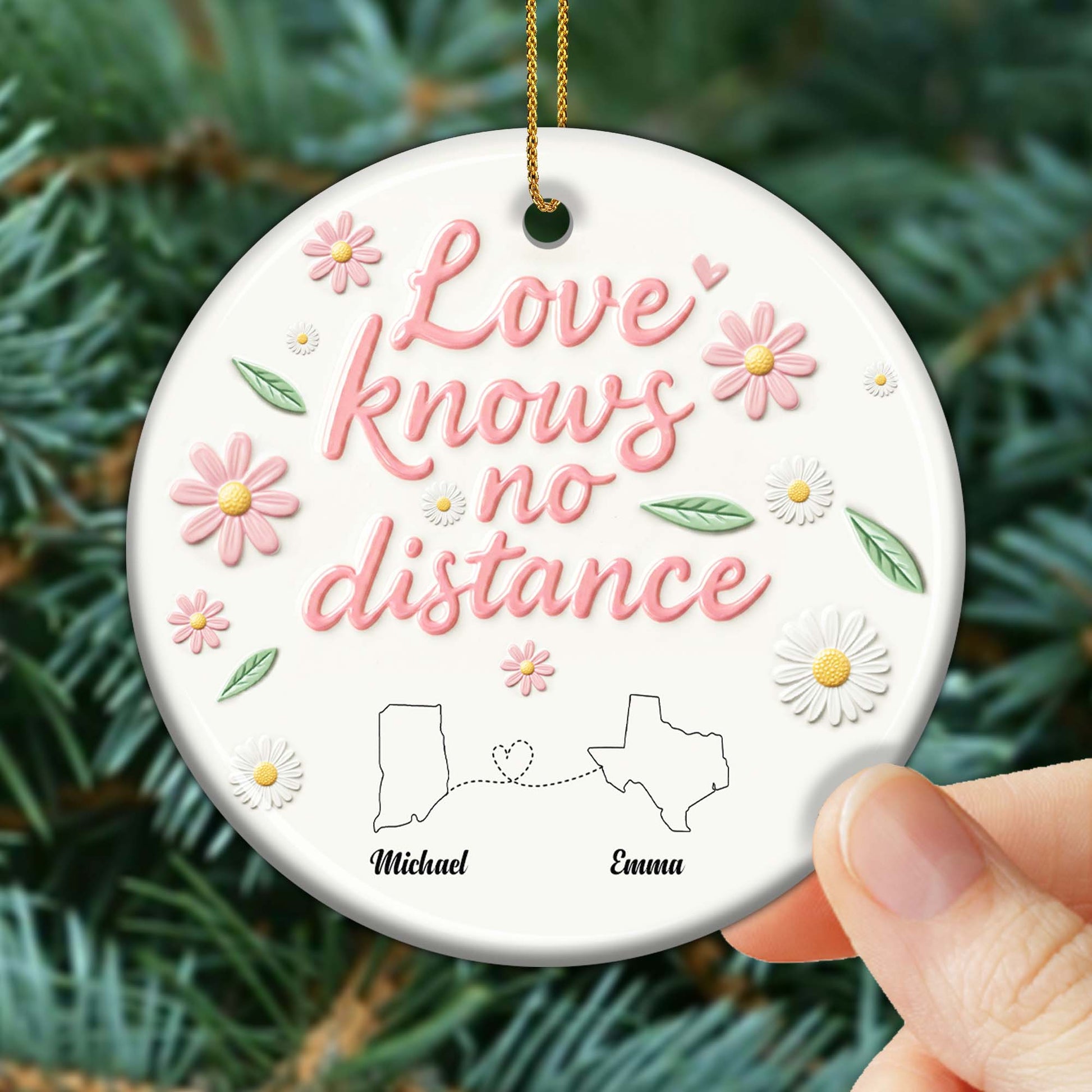 Love Knows No Distance With State Silhouettes And Heart