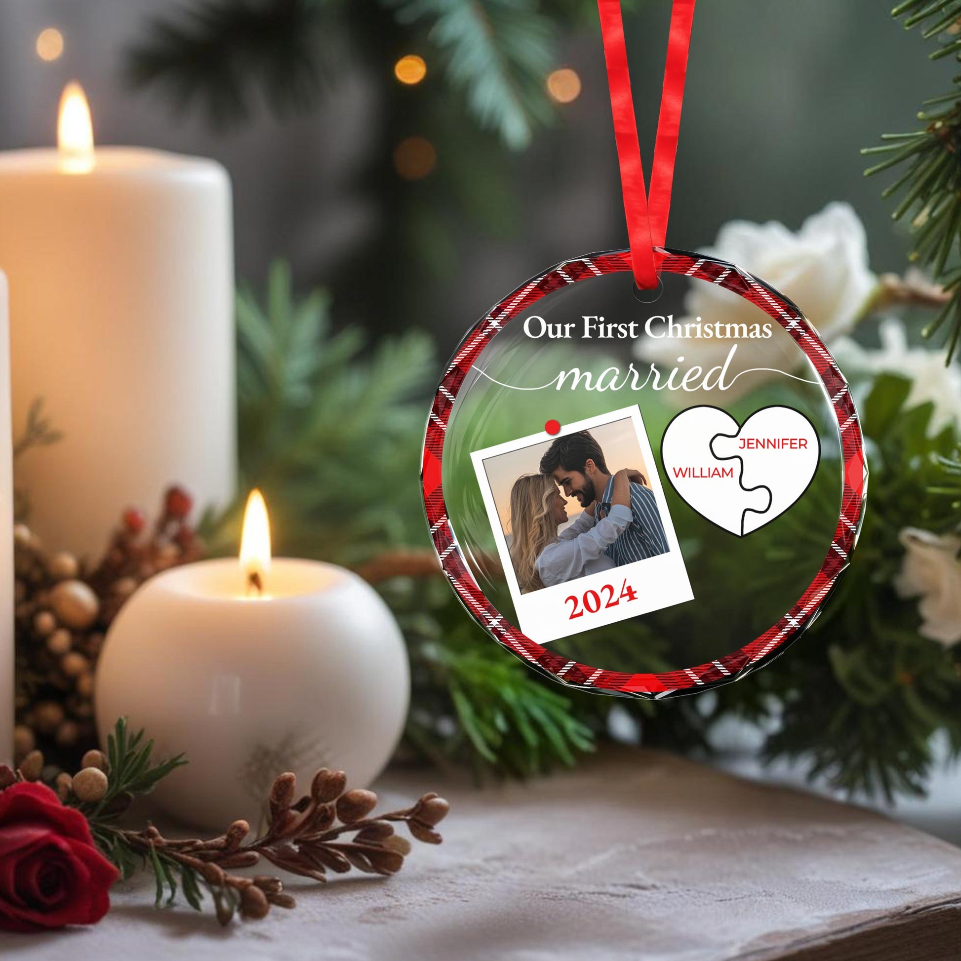 Our First Christmas Married, Heart and Puzzle Pieces