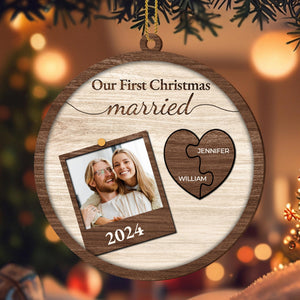 Our First Christmas Married Heart Photo Frame