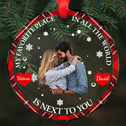 My Favorite Place Is Next To You Festive Couple Ornament