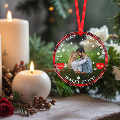 My Favorite Place Is Next To You Festive Couple Ornament