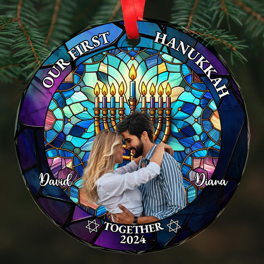 Our First Hanukkah Together With Menorah Design