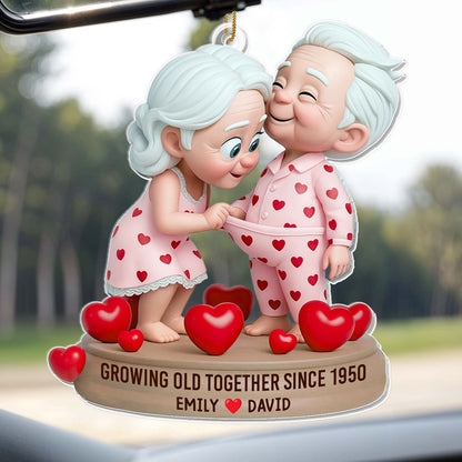 Growing Old Together, Elderly Couple With Hearts
