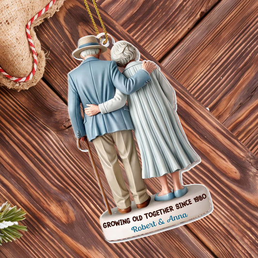 Growing Old Together, Elderly Couple Embrace