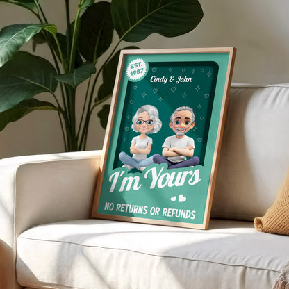 I'm Yours No Returns Or Refunds Cartoon Couple