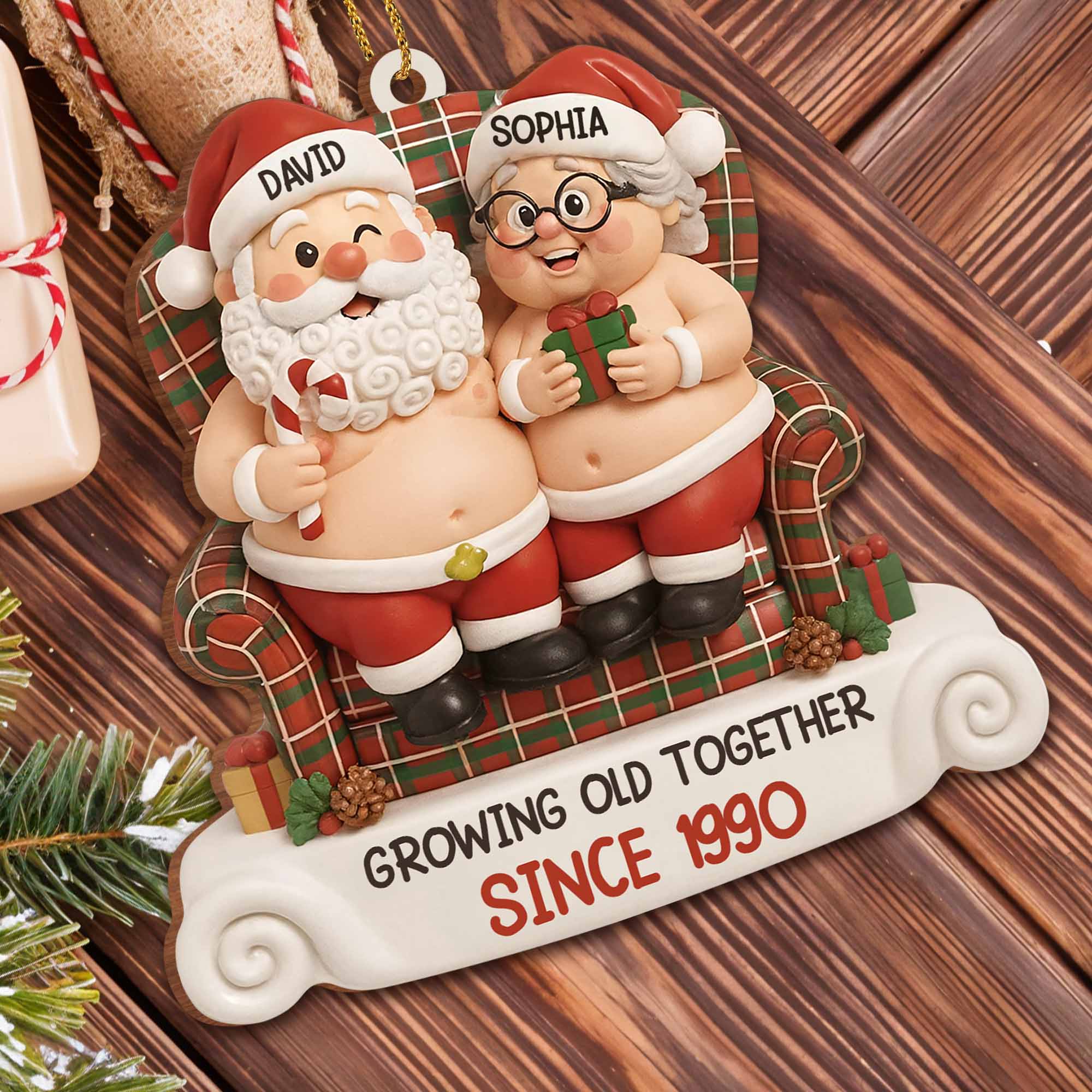 Growing Old Together With Santa And Mrs. Claus,Custom Wood Ornament ...