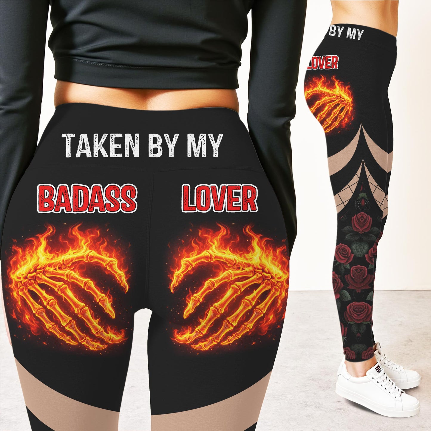 Loved By My Boyfriend Fire Design - Personalized Women Leggings - CPL1005_WLEG