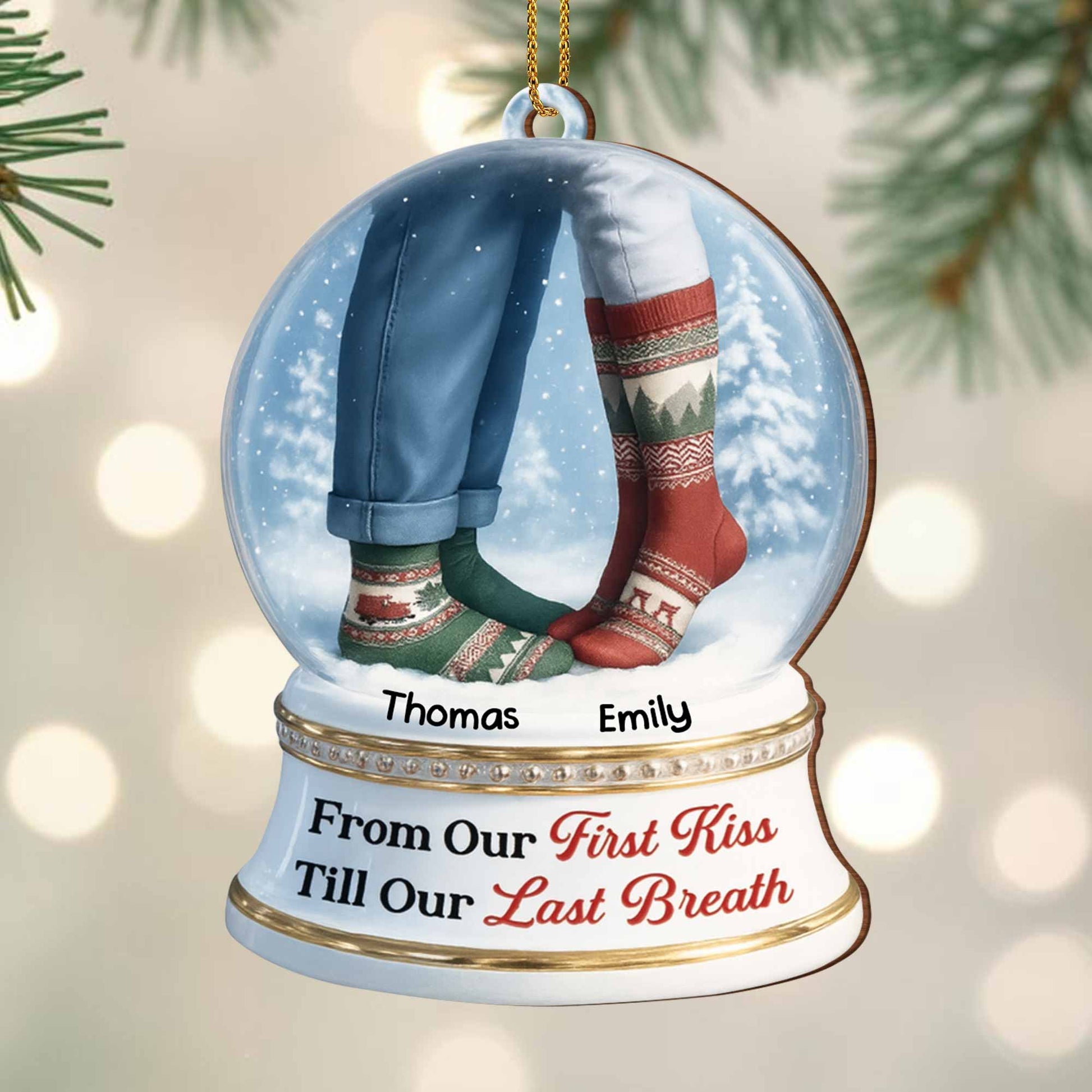 From Our First Kiss Till Our Last Breath, Snow Globe With Christmas Socks